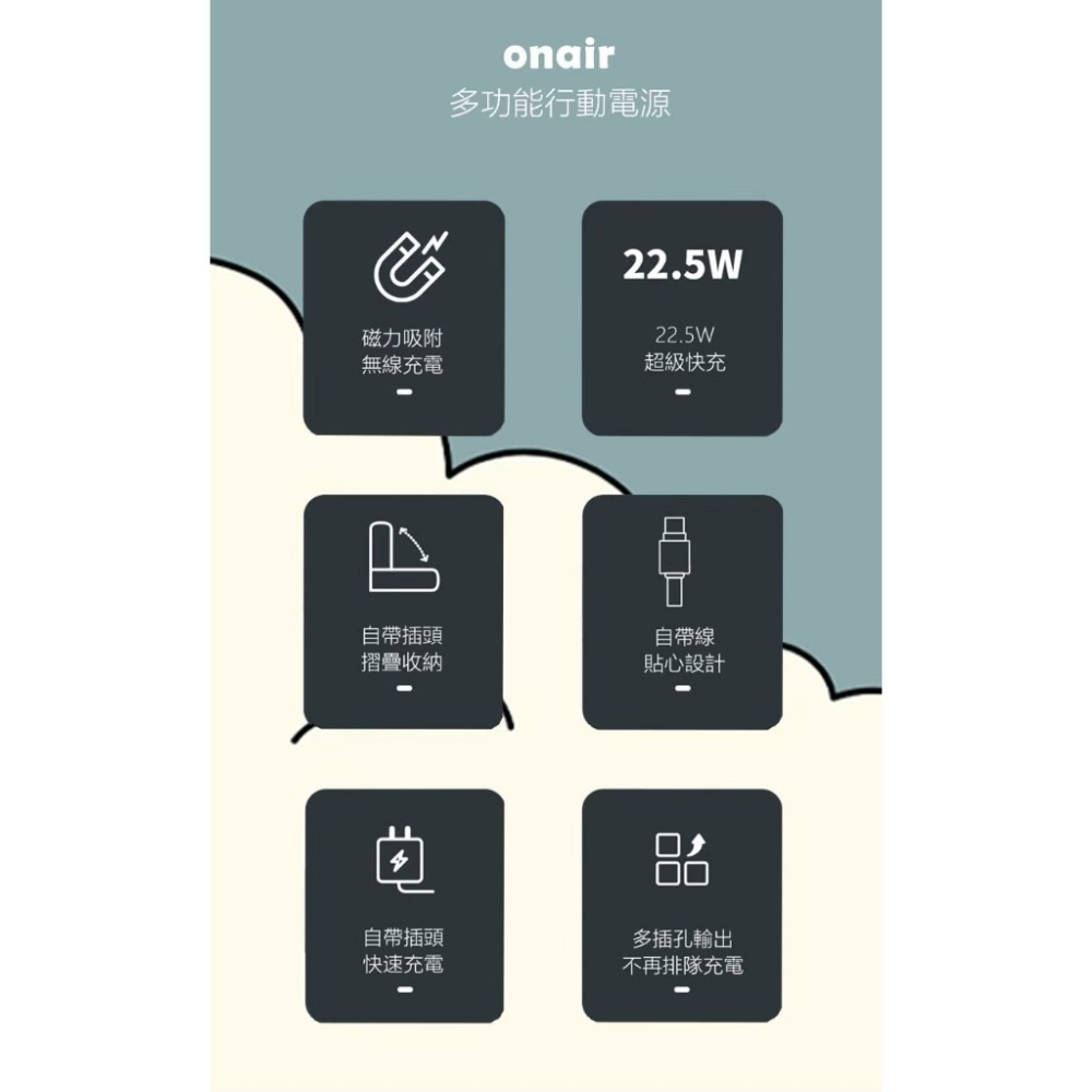ONAIR 萬能充 行動電源 磁吸 自帶線 15000mAh 插頭 無線充電 支架 無線充 行動充 五色 F11A-細節圖11