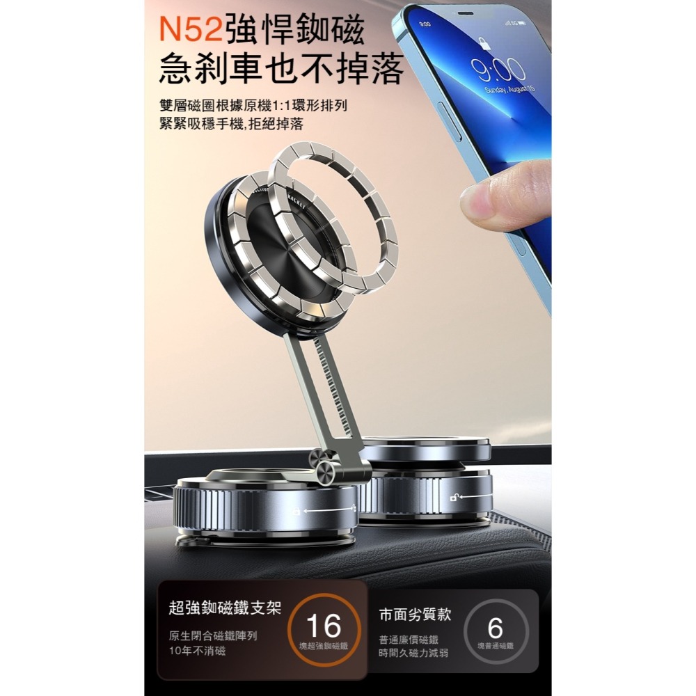 ONAIR 全平面 吸附 真空 吸盤 磁吸 手機支架 N52 強磁 可折疊 穩固 不掉落 手機 支架 不傷 皮革 K6-細節圖5