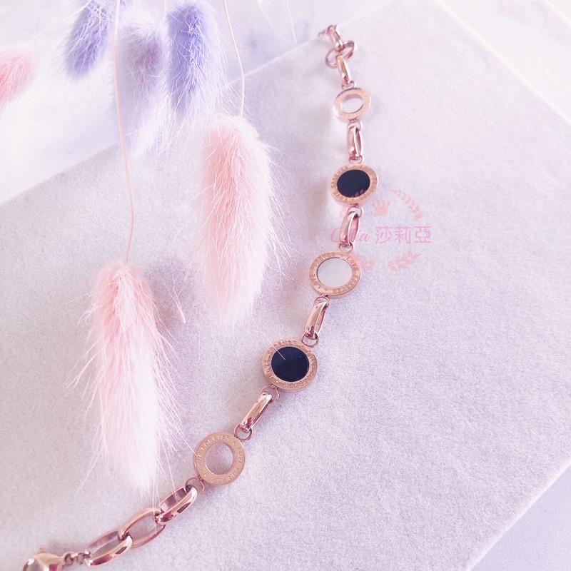 Celia 莎莉亞 貝母 圈圈 黑白貝 鈦鋼 手鍊 簍空 韓國飾品 送禮 禮物-細節圖2