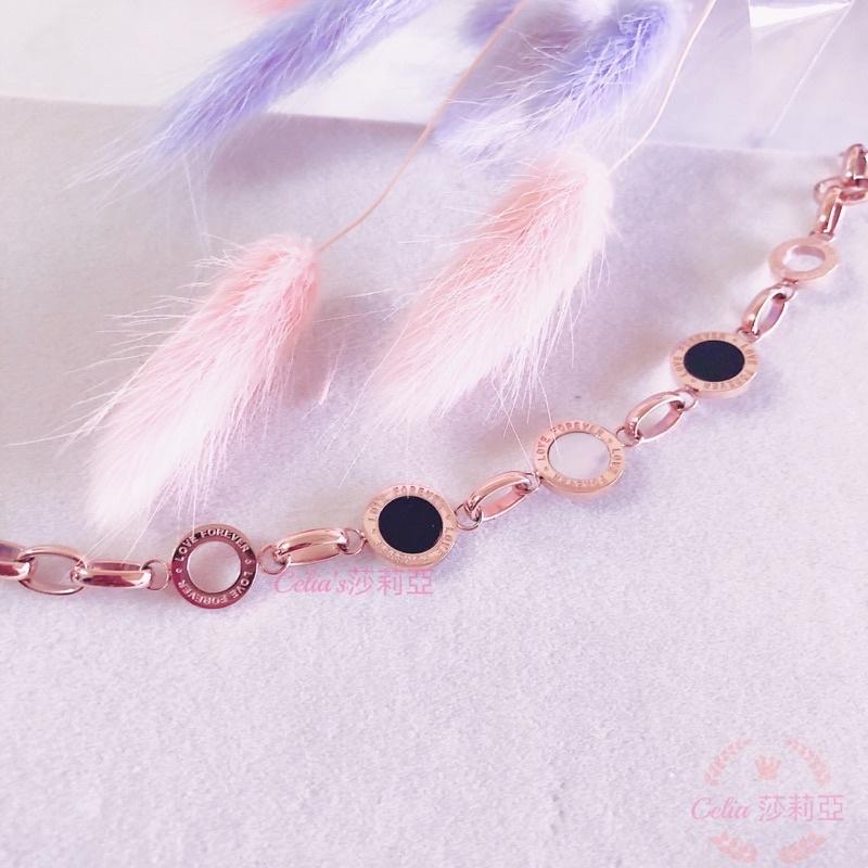 Celia 莎莉亞 貝母 圈圈 黑白貝 鈦鋼 手鍊 簍空 韓國飾品 送禮 禮物-細節圖3