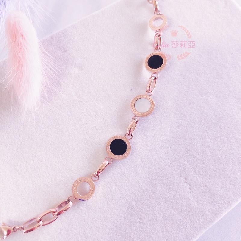 Celia 莎莉亞 貝母 圈圈 黑白貝 鈦鋼 手鍊 簍空 韓國飾品 送禮 禮物-細節圖5