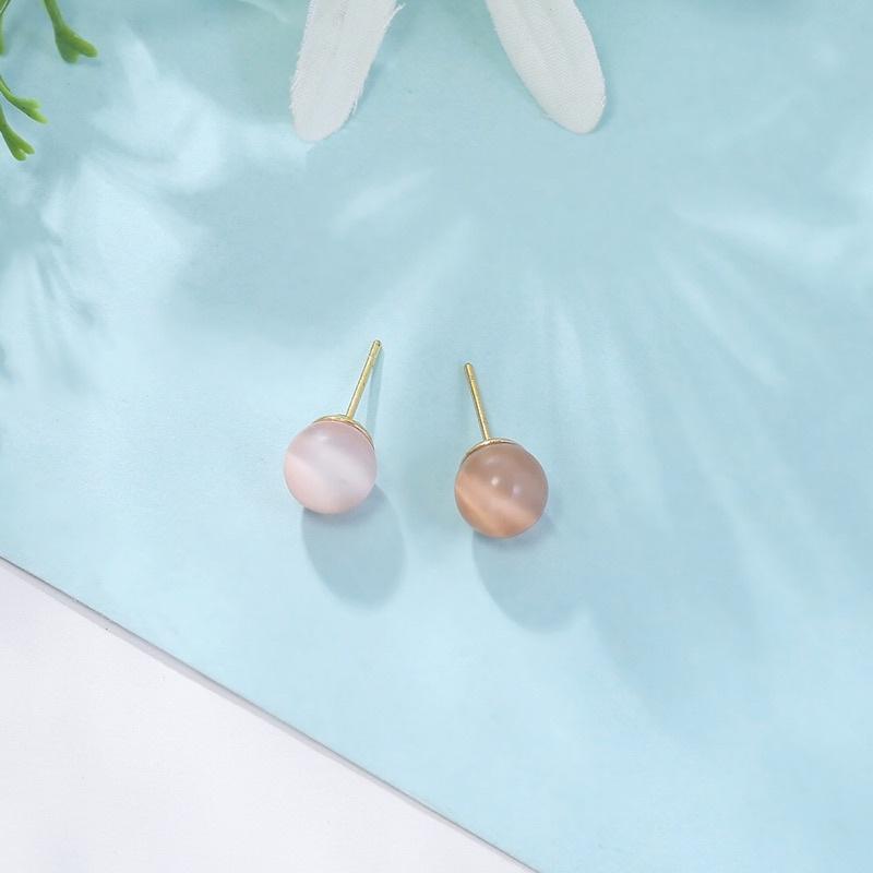 Celia 莎莉亞 天然 草莓晶 水晶 粉色 925銀 貼耳 耳環-細節圖2