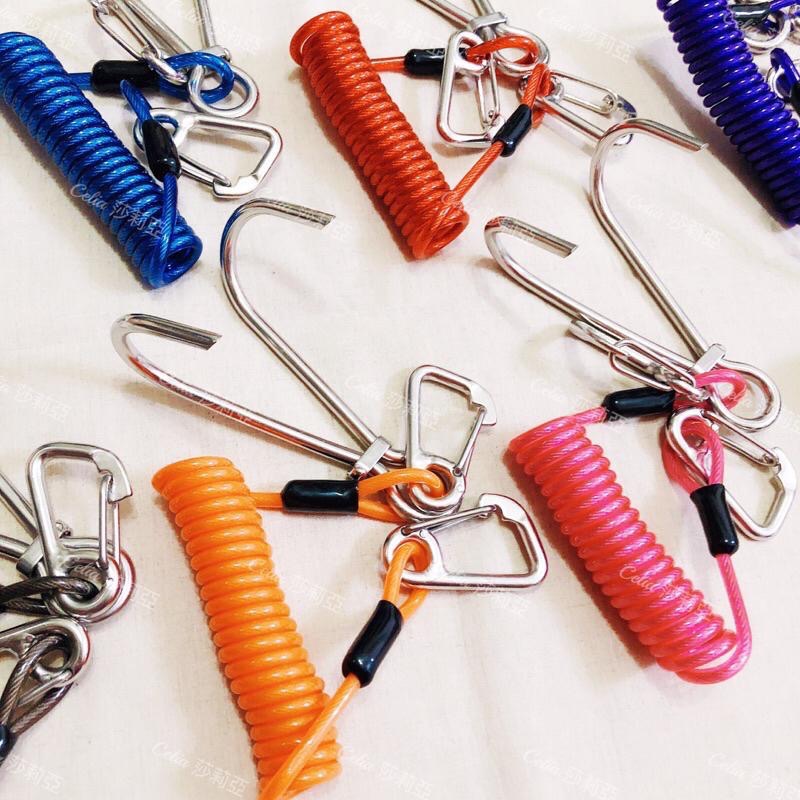 現貨 快速出貨 潛水專用 流勾。不鏽鋼 雙勾。彈簧流勾 八色可選 失手繩 防丟繩 快卸彈簧扣-細節圖2