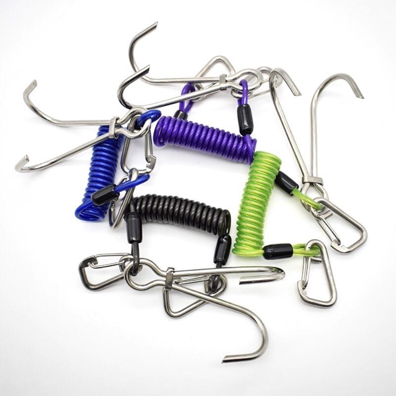 現貨 快速出貨 潛水專用 流勾。不鏽鋼 雙勾。彈簧流勾 八色可選 失手繩 防丟繩 快卸彈簧扣-細節圖5