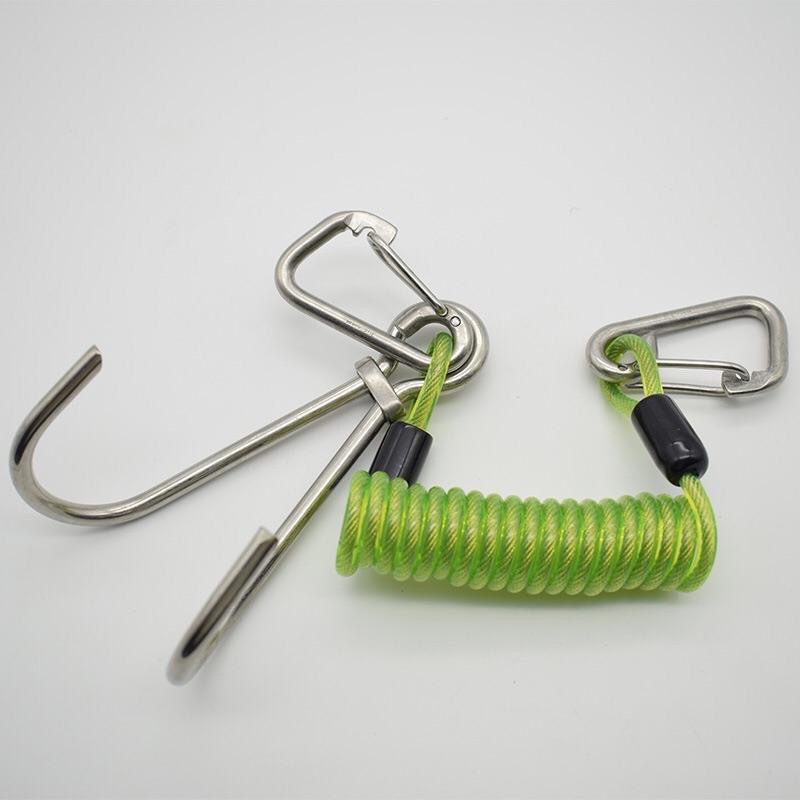 現貨 快速出貨 潛水專用 流勾。不鏽鋼 雙勾。彈簧流勾 八色可選 失手繩 防丟繩 快卸彈簧扣-細節圖7
