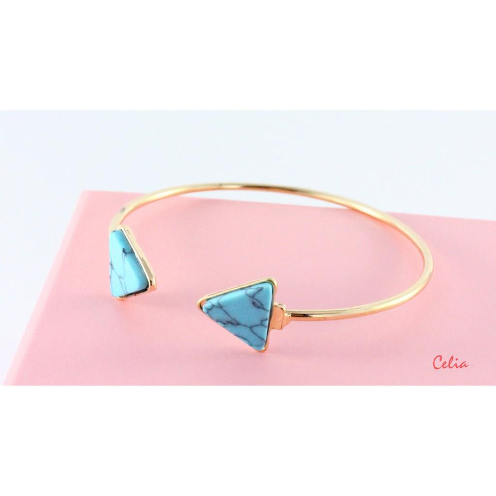 Celia＇s 莎莉亞-現貨-韓式簡約 大理石紋 湖水綠 C型手環-細節圖4