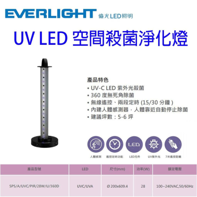 億光 UV-LED 空間殺菌淨化燈 TSAN591U 紫外光殺菌 內建人體感測器 桌上殺菌燈