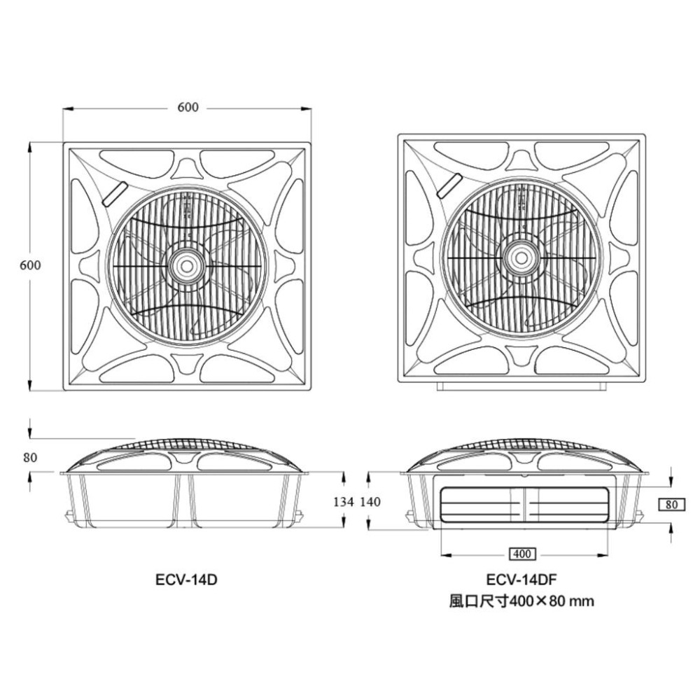 樂奇 Lifegear ECV-14D 白色 DC變頻循環扇 含遙控器 輕鋼架 ECV-14D-B 黑色款 可單購遙控器-細節圖3