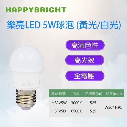 樂亮 LED 燈泡 5W 小夜燈 白光 黃光 E27 燈頭 另有 3W 8W