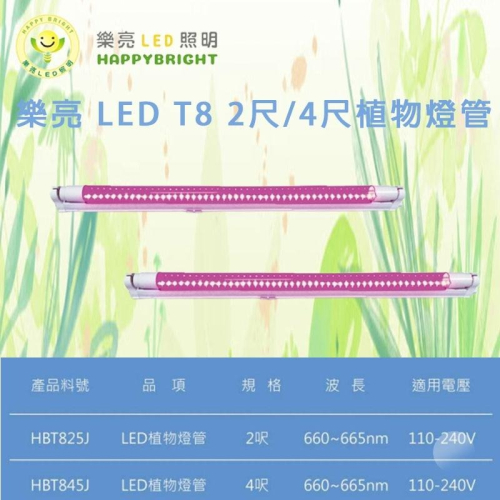 樂亮 植物燈管 2呎 4呎 660nm 園藝 植物燈 LED 燈管 園藝燈 全電壓 T8 LED燈管