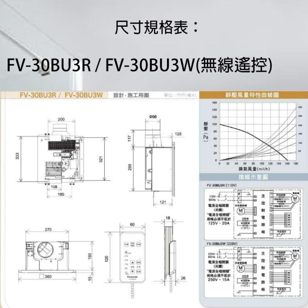 國際牌 FV-30BU3R FV-30BU3W 遙控 浴室暖風機  浴室乾燥機 FV30BUY3W-細節圖2