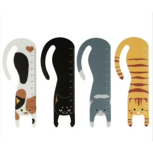 日本製 VELOS 書籤掛貓書籤尺 懸掛貓咪 書籤尺倒吊貓咪書籤尺 定規 Book Mark & Ruler-細節圖2