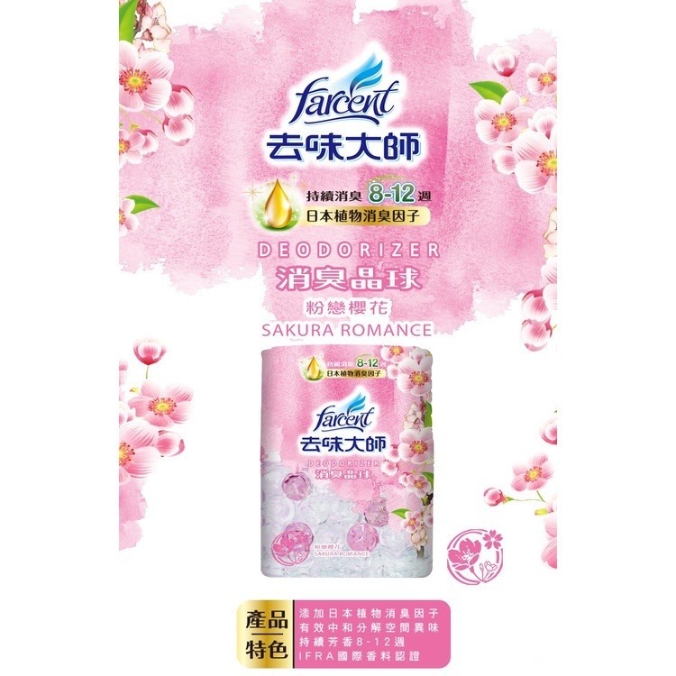 花仙子 去味大師晶球消臭劑 盒裝350ml 潔淨 / 薰衣 / 櫻花 晶球消臭 消臭晶球 (超商取貨限12個 )-細節圖8