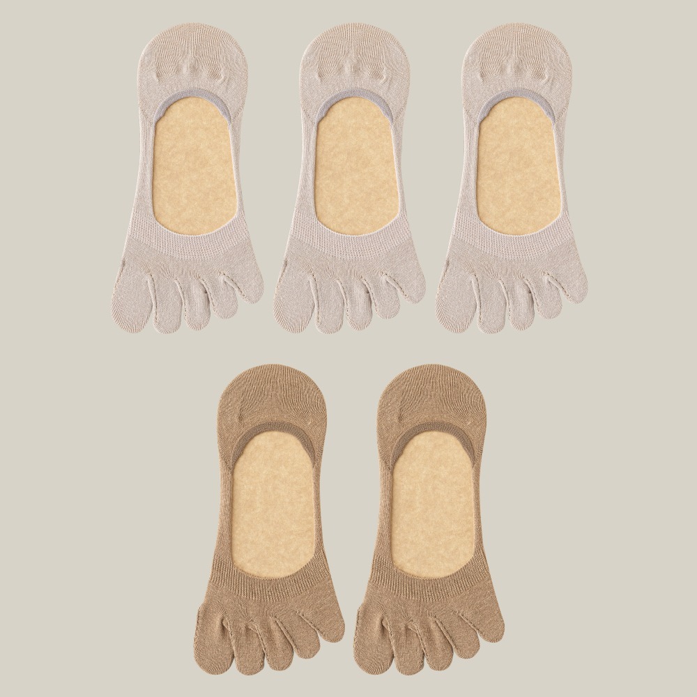 NicoFun 愛定做 5雙 五指襪 抑菌襪 網眼透氣 淺口 豬蹄襪 分趾襪 止滑襪 五趾襪 船襪(女襪23-25.5)-規格圖6