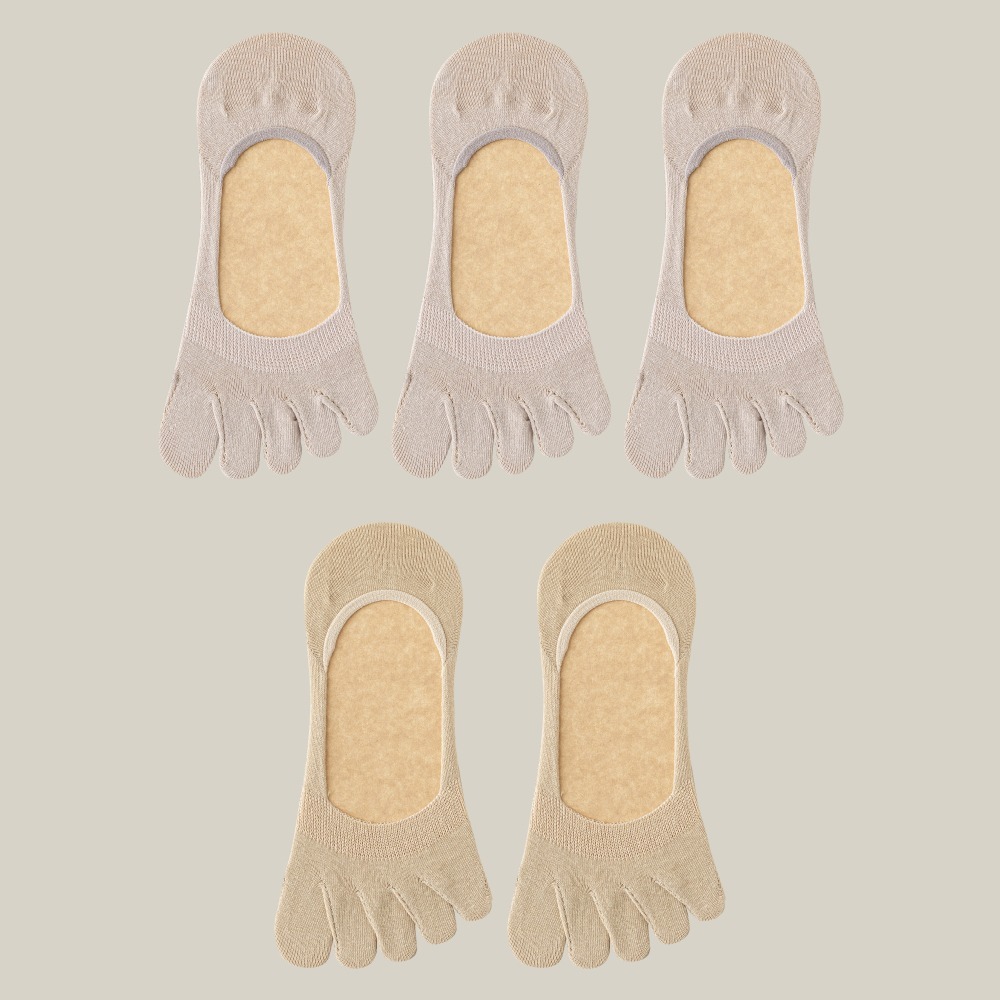 NicoFun 愛定做 5雙 五指襪 抑菌襪 網眼透氣 淺口 豬蹄襪 分趾襪 止滑襪 五趾襪 船襪(女襪23-25.5)-規格圖6