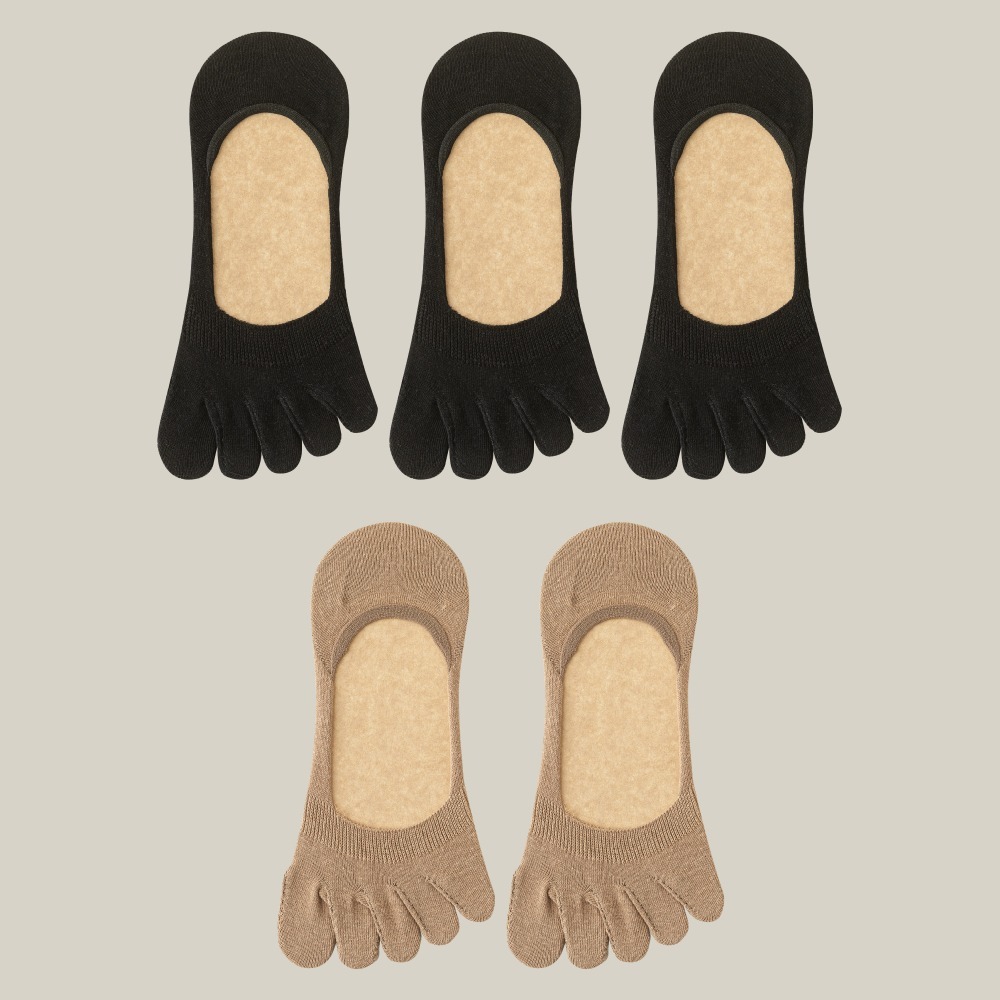 NicoFun 愛定做 5雙 五指襪 抑菌襪 網眼透氣 淺口 豬蹄襪 分趾襪 止滑襪 五趾襪 船襪(女襪23-25.5)-規格圖6