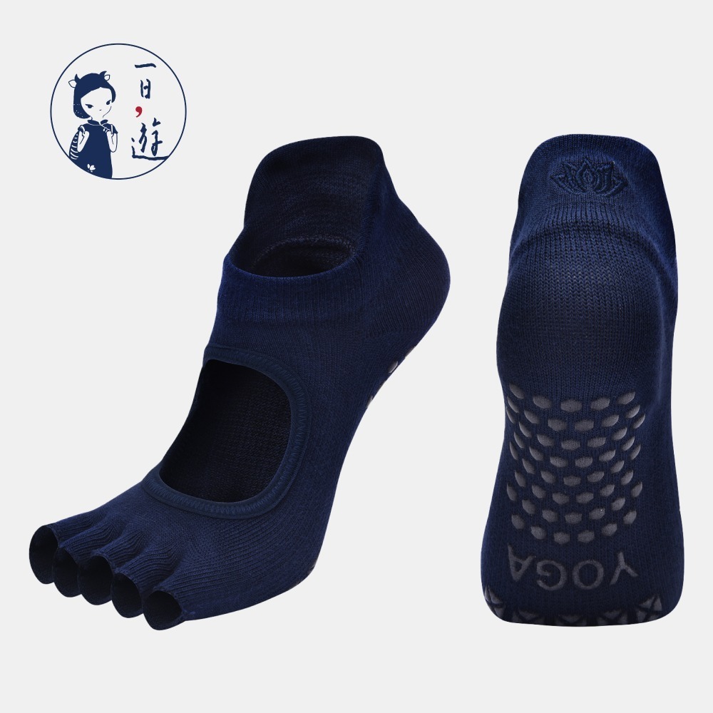 NicoFun 愛定做 露腳趾腳背防滑瑜伽襪 皮拉提斯 瑜珈 室內襪 五趾襪 五指襪 半趾襪(女襪22-24.5cm)-規格圖6