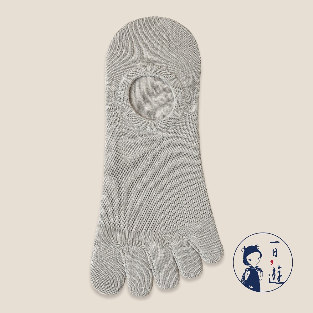 NicoFun 愛定做 2雙 五趾網眼透氣隱形襪 淺口防掉跟 分趾襪 針織襪 船襪 抗菌 防臭(中性襪25-27cm)-規格圖6