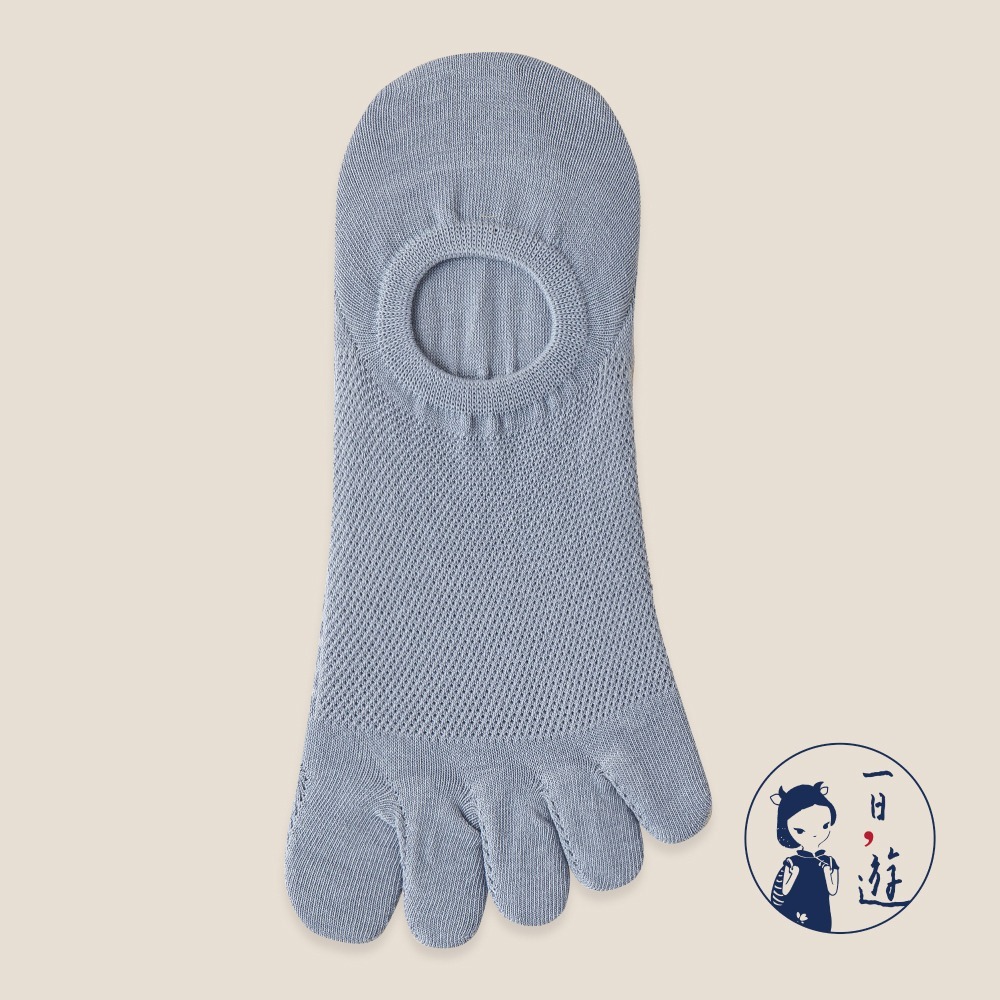 NicoFun 愛定做 2雙 五趾網眼透氣隱形襪 淺口防掉跟 分趾襪 針織襪 船襪 抗菌 防臭(中性襪25-27cm)-規格圖6