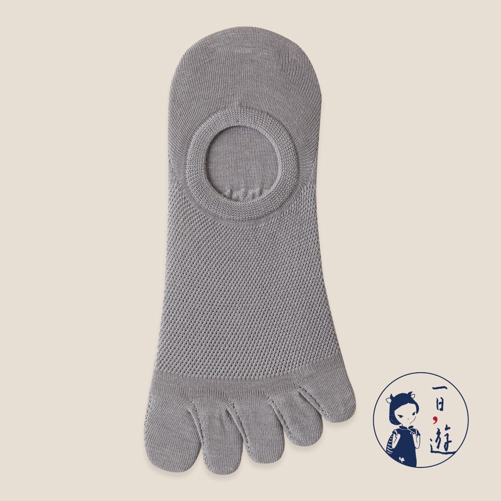 NicoFun 愛定做 3雙 灰藍色 五趾襪 網眼透氣隱形襪 分趾襪 船襪 精梳棉襪(中性襪25-27cm)-規格圖6