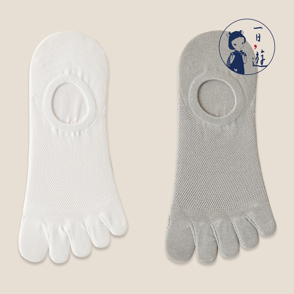 NicoFun 愛定做 6雙 五指襪 網眼 棉襪 隱形襪 防掉跟 分趾襪 船襪 抗菌 五趾襪(中性襪25-27cm)-規格圖6