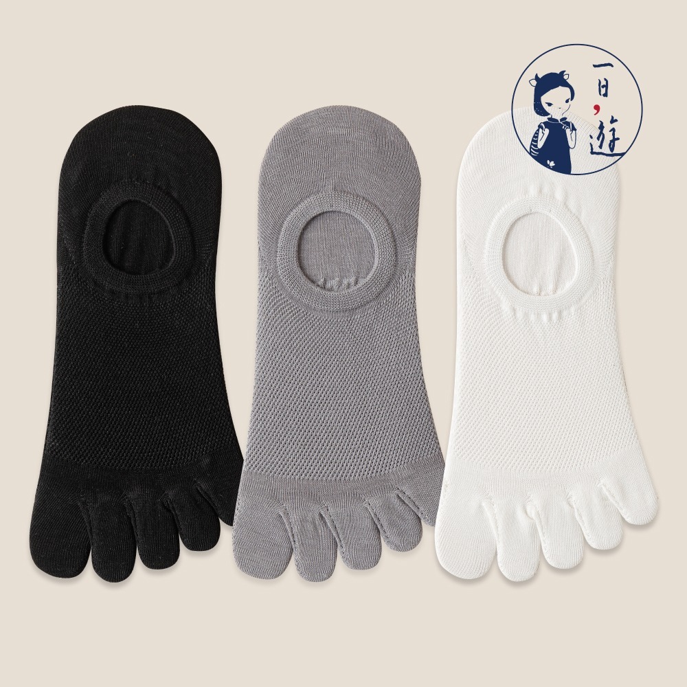 NicoFun 愛定做 6雙 五指襪 網眼 棉襪 隱形襪 防掉跟 分趾襪 船襪 抗菌 五趾襪(中性襪25-27cm)-規格圖6