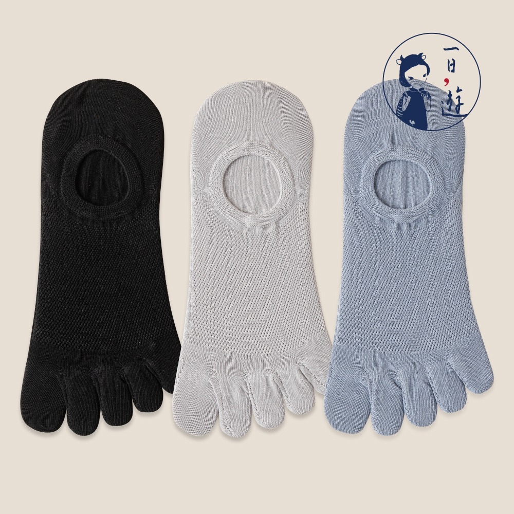 NicoFun 愛定做 6雙 五指襪 網眼 棉襪 隱形襪 防掉跟 分趾襪 船襪 抗菌 五趾襪(中性襪25-27cm)-規格圖6