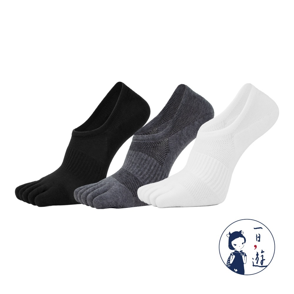 NicoFun 愛定做 3雙 五指襪 五趾淺口防掉跟隱形襪 分趾襪 針織襪 船襪 抗菌 防臭(男棉襪25-27cm)-規格圖6