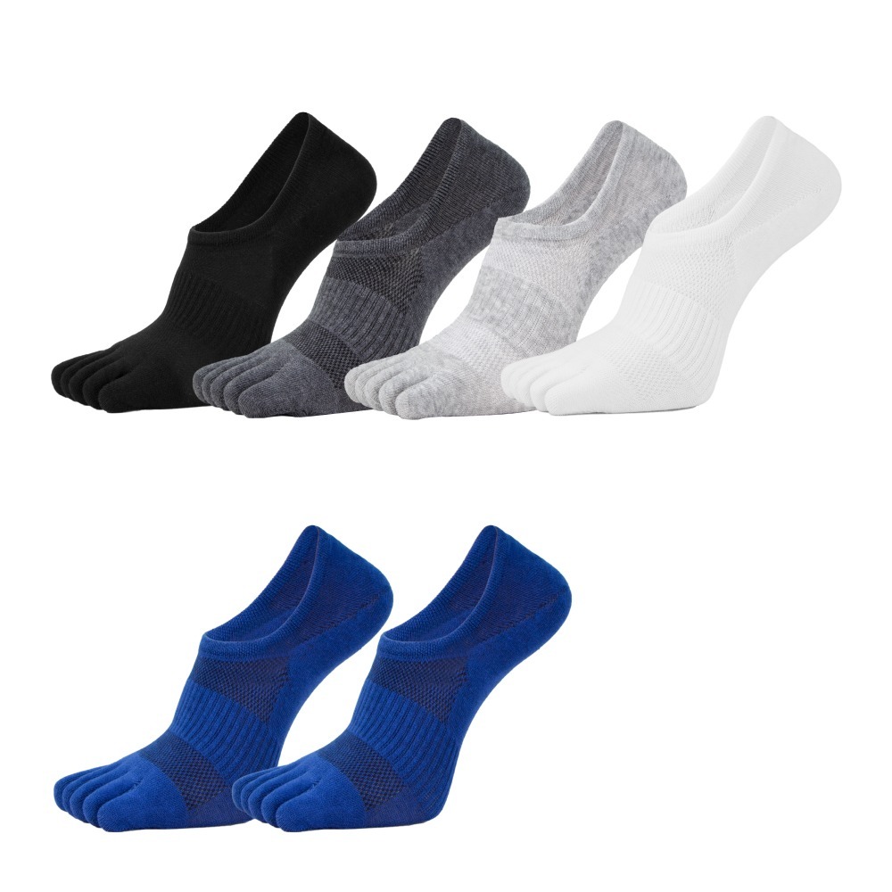 NicoFun 愛定做 6雙 五趾淺口防掉跟隱形襪 分趾襪 羅紋襪 五指襪 船襪 抗菌 防臭(男 棉襪25-27cm)-規格圖6