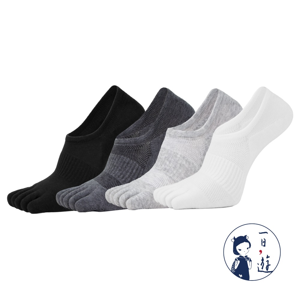 NicoFun 愛定做 4雙 黑色系 五指襪防掉跟隱形襪 分趾襪 羅紋襪 分趾鞋 船襪 抗菌 精梳棉(男棉襪25-27c-細節圖6