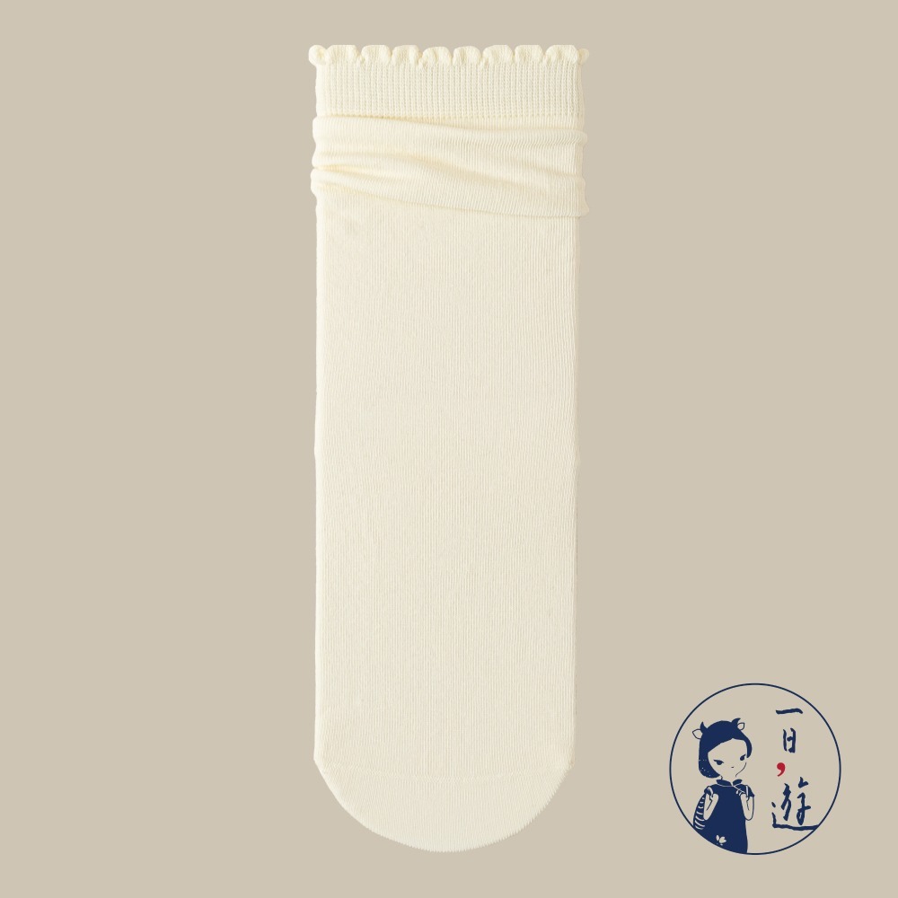 NicoFun 愛定做 3雙 日系木耳邊中筒襪 波浪邊 花邊 堆堆襪 針織襪 淑女襪 無骨襪(女襪22-24.5cm)-規格圖6