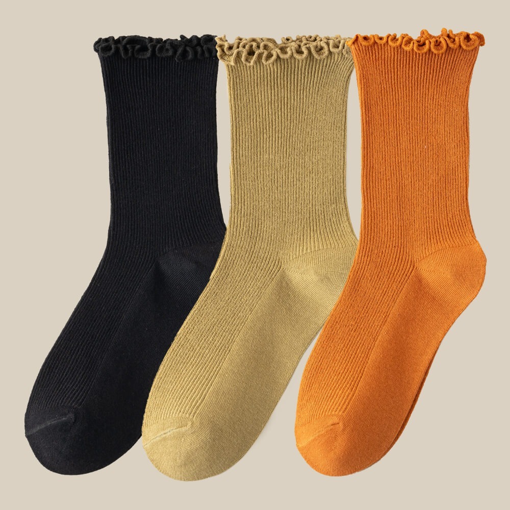 黑色、芥末黃、亮橘 (各1雙)