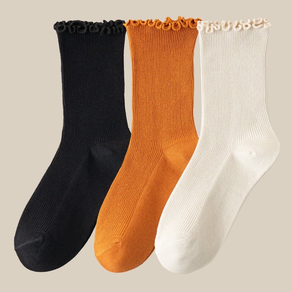 黑色、亮橘、淺米 (各1雙)