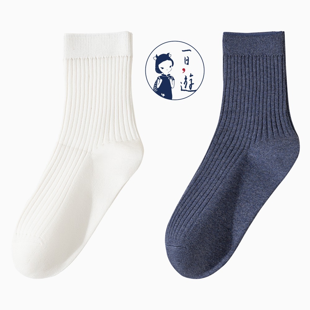 NicoFun 愛定做 2雙 商務中筒襪 純棉 羅紋襪 針織襪 抗菌 防臭運動襪(男襪25-27.5cm)-規格圖6