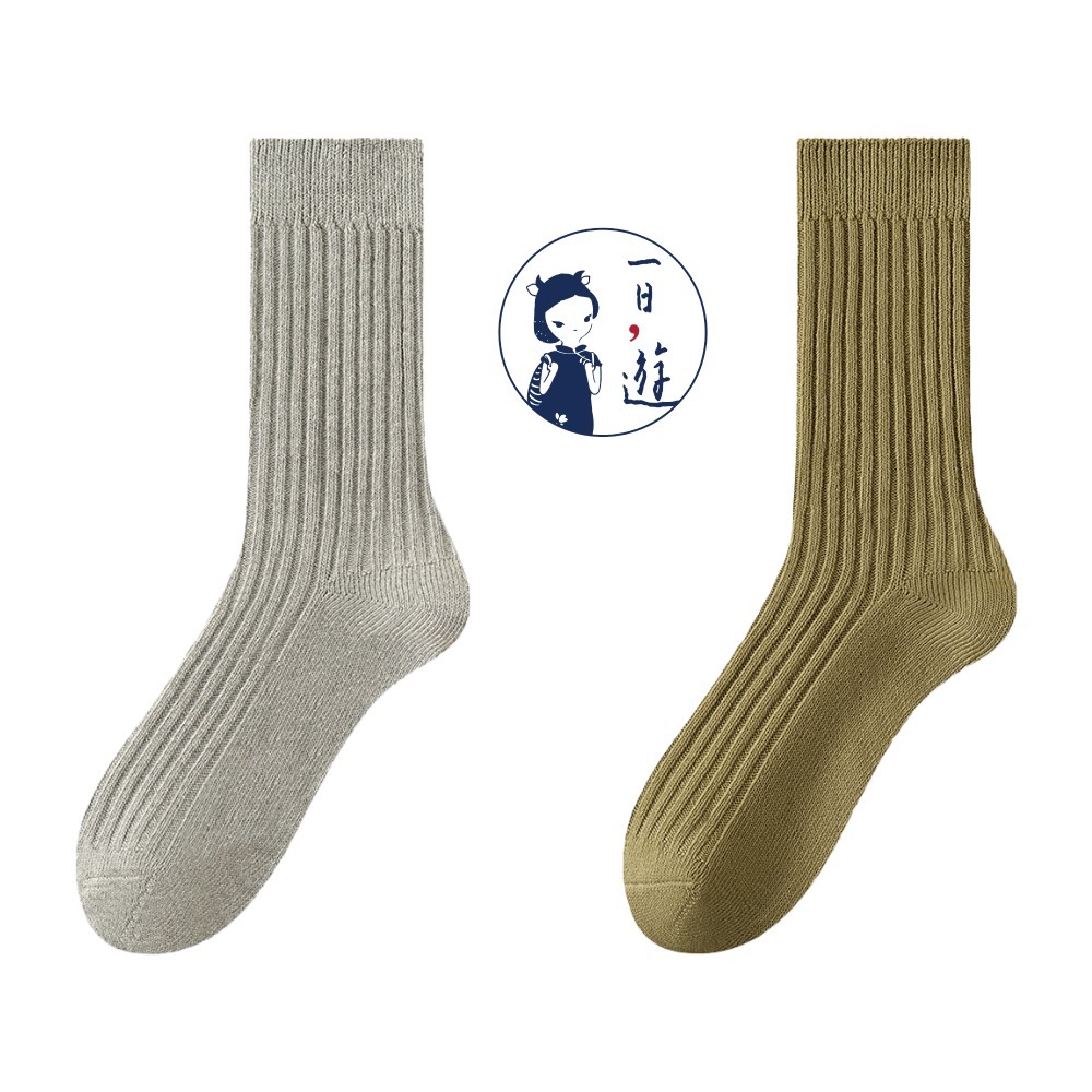 NicoFun 愛定做 2雙 抗菌消臭 粗織線復古中筒堆堆襪 中筒襪 羅紋襪 針織襪 運動襪(中性襪24-26.5cm)-規格圖5