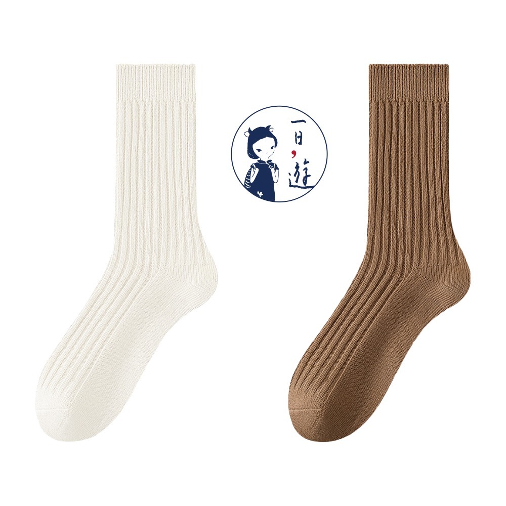 NicoFun 愛定做 2雙 抗菌消臭 粗織線復古中筒堆堆襪 中筒襪 羅紋襪 針織襪 運動襪(中性襪24-26.5cm)-規格圖5