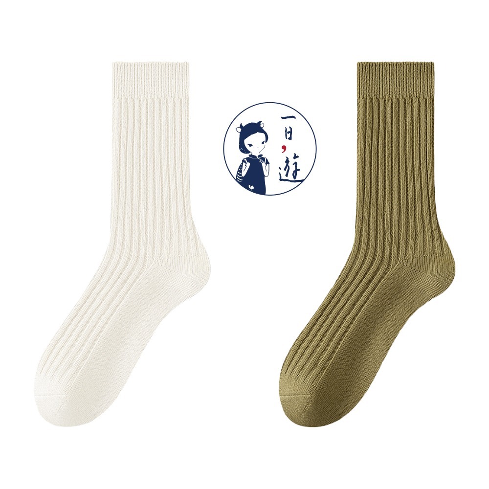 NicoFun 愛定做 2雙 抗菌消臭 粗織線復古中筒堆堆襪 中筒襪 羅紋襪 針織襪 運動襪(中性襪24-26.5cm)-規格圖5