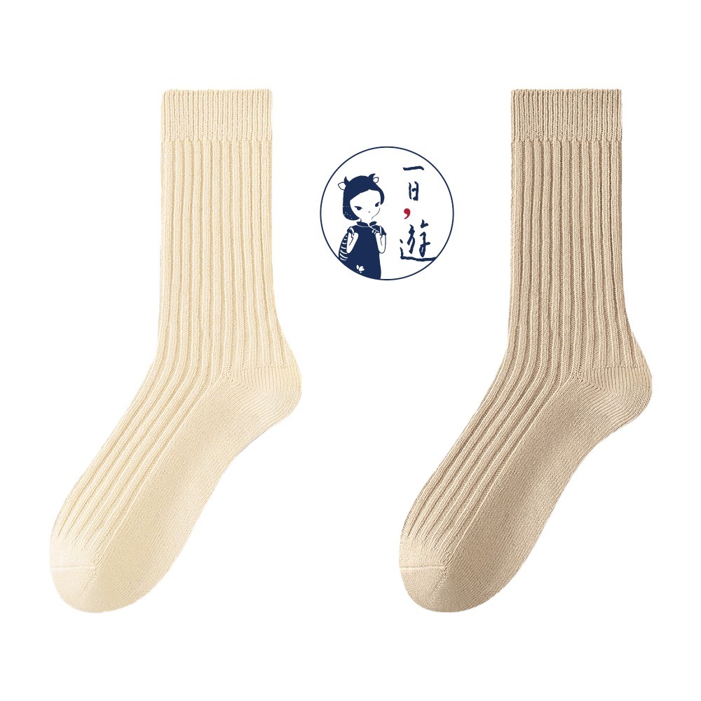 NicoFun 愛定做 2雙 抗菌消臭 粗織線復古中筒堆堆襪 中筒襪 羅紋襪 針織襪 運動襪(中性襪24-26.5cm)-規格圖5