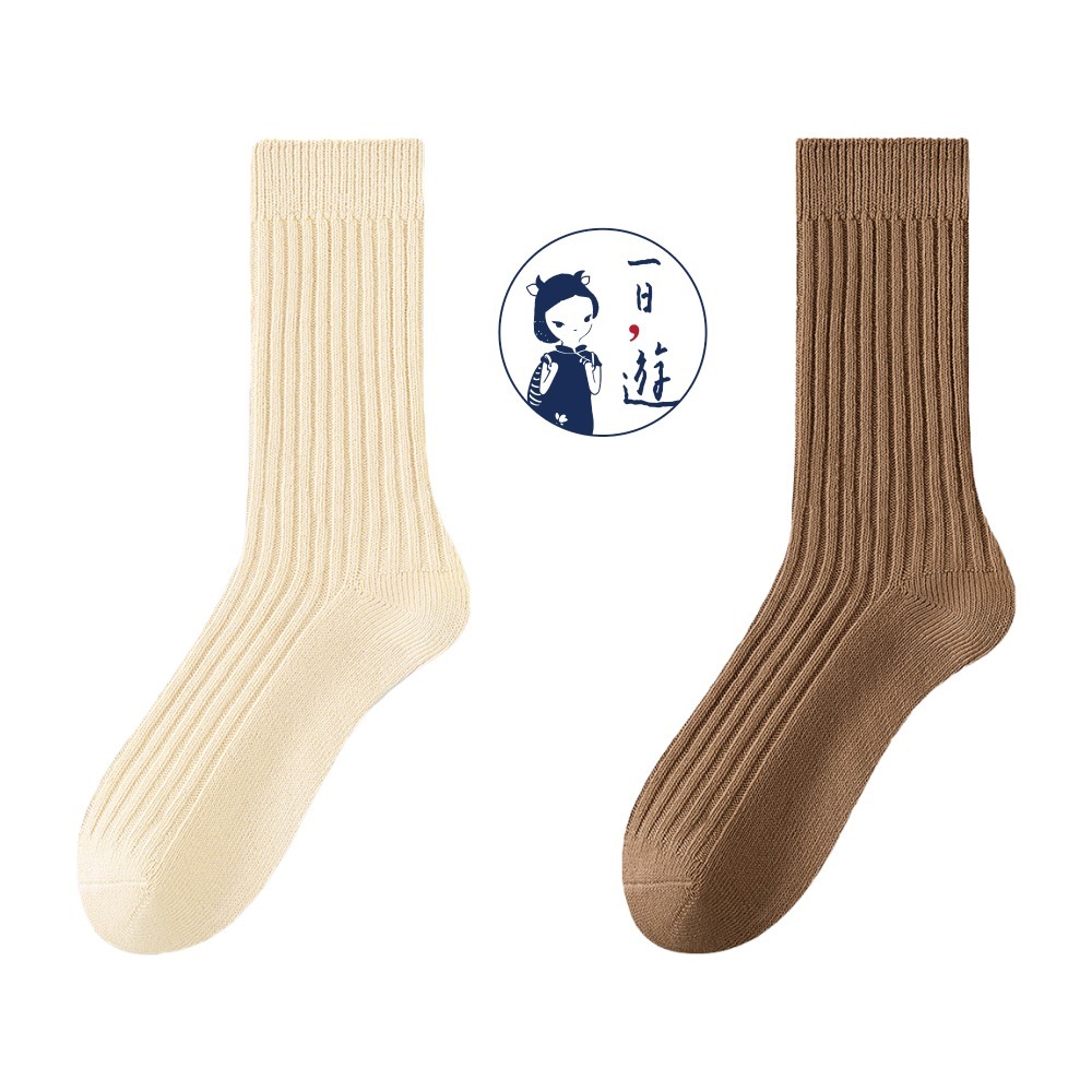 NicoFun 愛定做 2雙 抗菌消臭 粗織線復古中筒堆堆襪 中筒襪 羅紋襪 針織襪 運動襪(中性襪24-26.5cm)-規格圖5