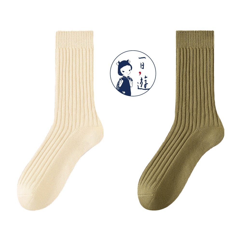 NicoFun 愛定做 2雙 抗菌消臭 粗織線復古中筒堆堆襪 中筒襪 羅紋襪 針織襪 運動襪(中性襪24-26.5cm)-規格圖5