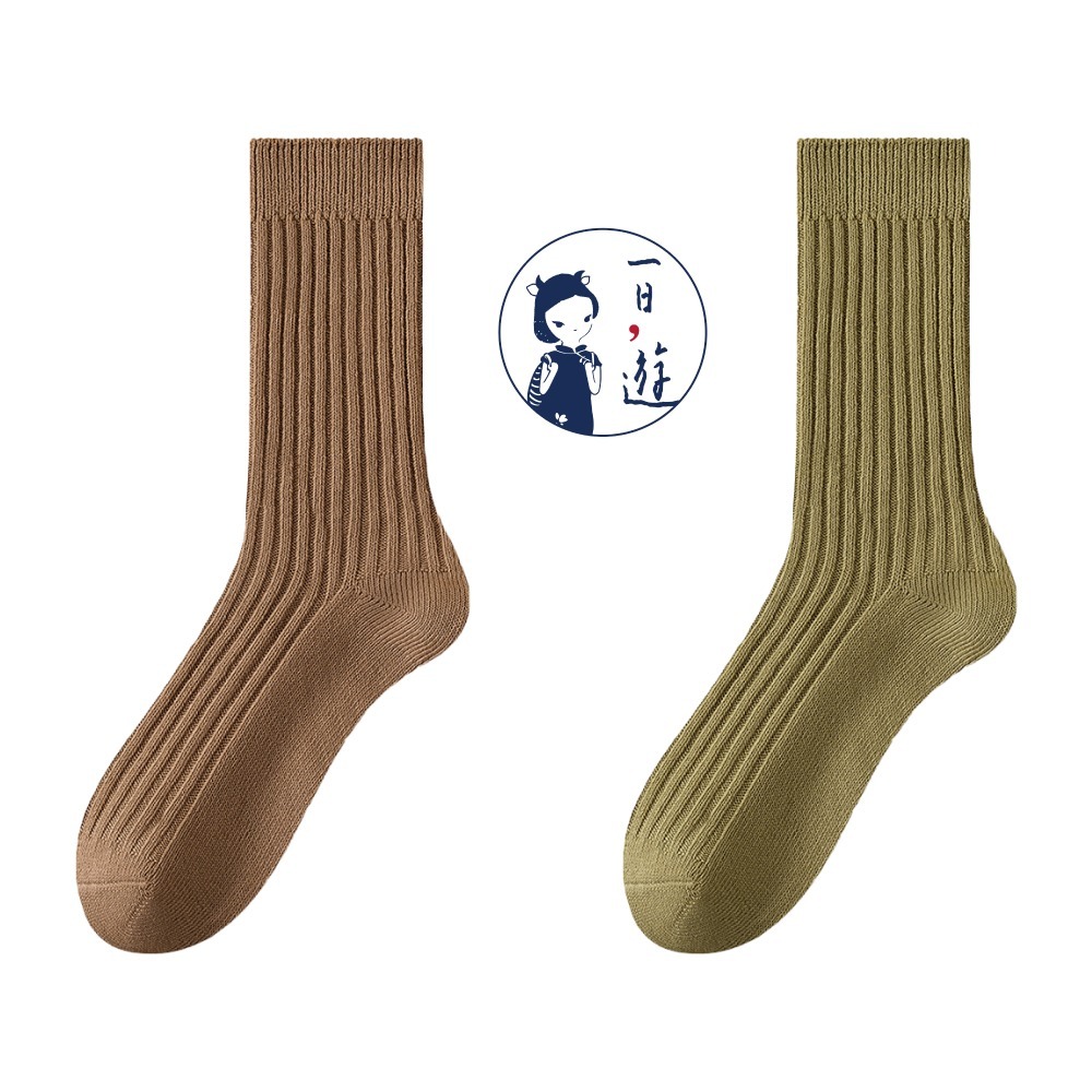 NicoFun 愛定做 2雙 抗菌消臭 粗織線復古中筒堆堆襪 中筒襪 羅紋襪 針織襪 運動襪(中性襪24-26.5cm)-規格圖5