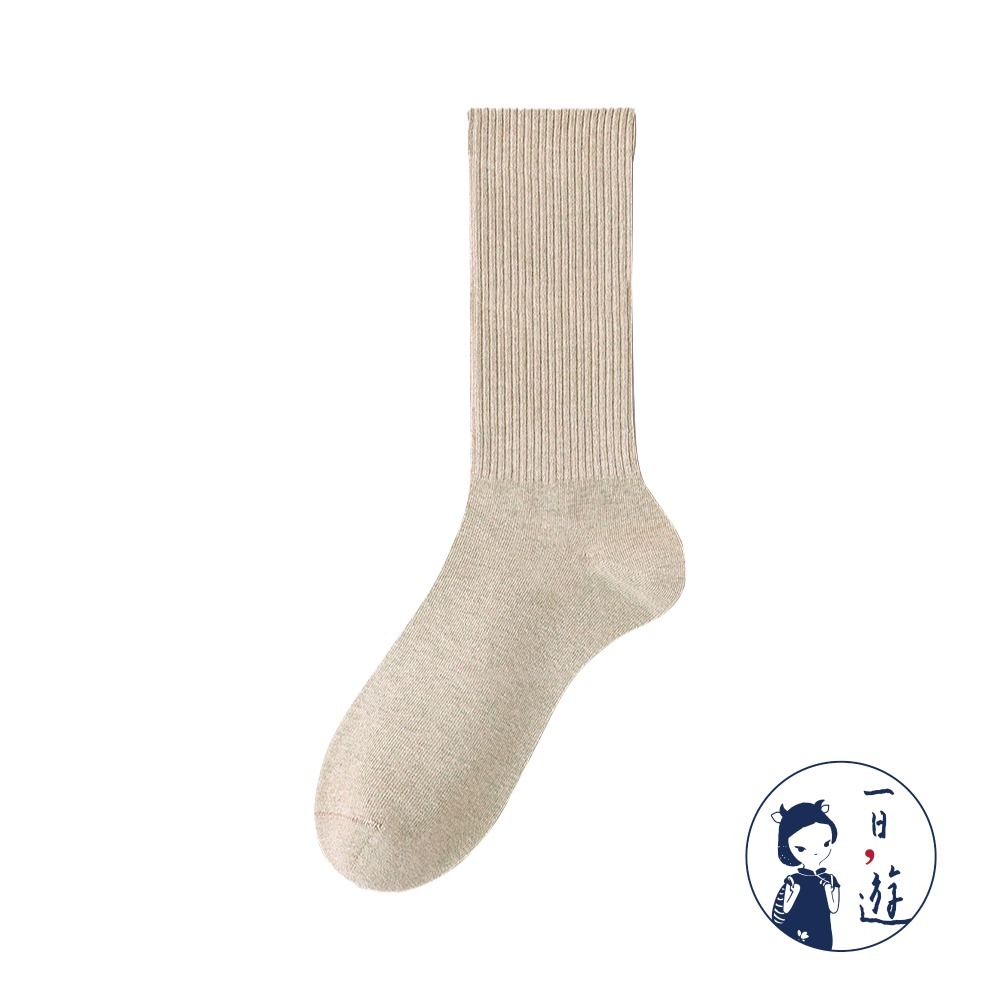 NicoFun 愛定做 美拉德 中筒襪 羅紋 襪子 秋冬 復古棕色 經典百搭 樂福鞋 針織襪(女襪22.5-25cm)-規格圖5