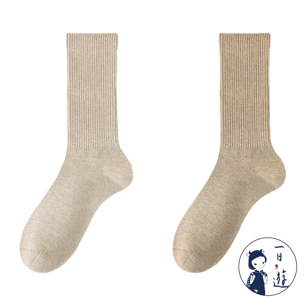 NicoFun 愛定做 2雙 美拉德中筒羅紋襪 秋冬 復古棕色 經典百搭 針織襪 無骨縫頭(女襪22.5-25cm)-規格圖5