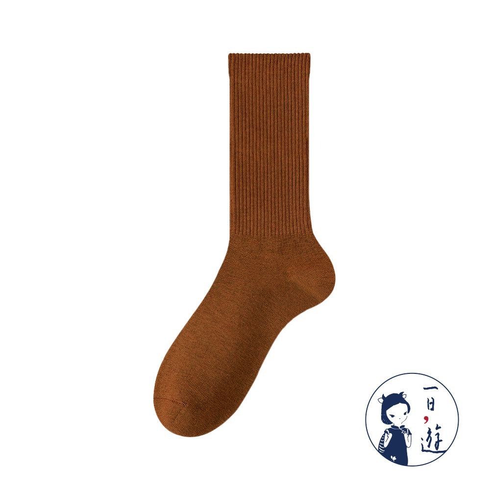 NicoFun 愛定做 2雙 美拉德中筒羅紋襪 秋冬 復古棕色 經典百搭 針織襪 無骨縫頭(女襪22.5-25cm)-規格圖5