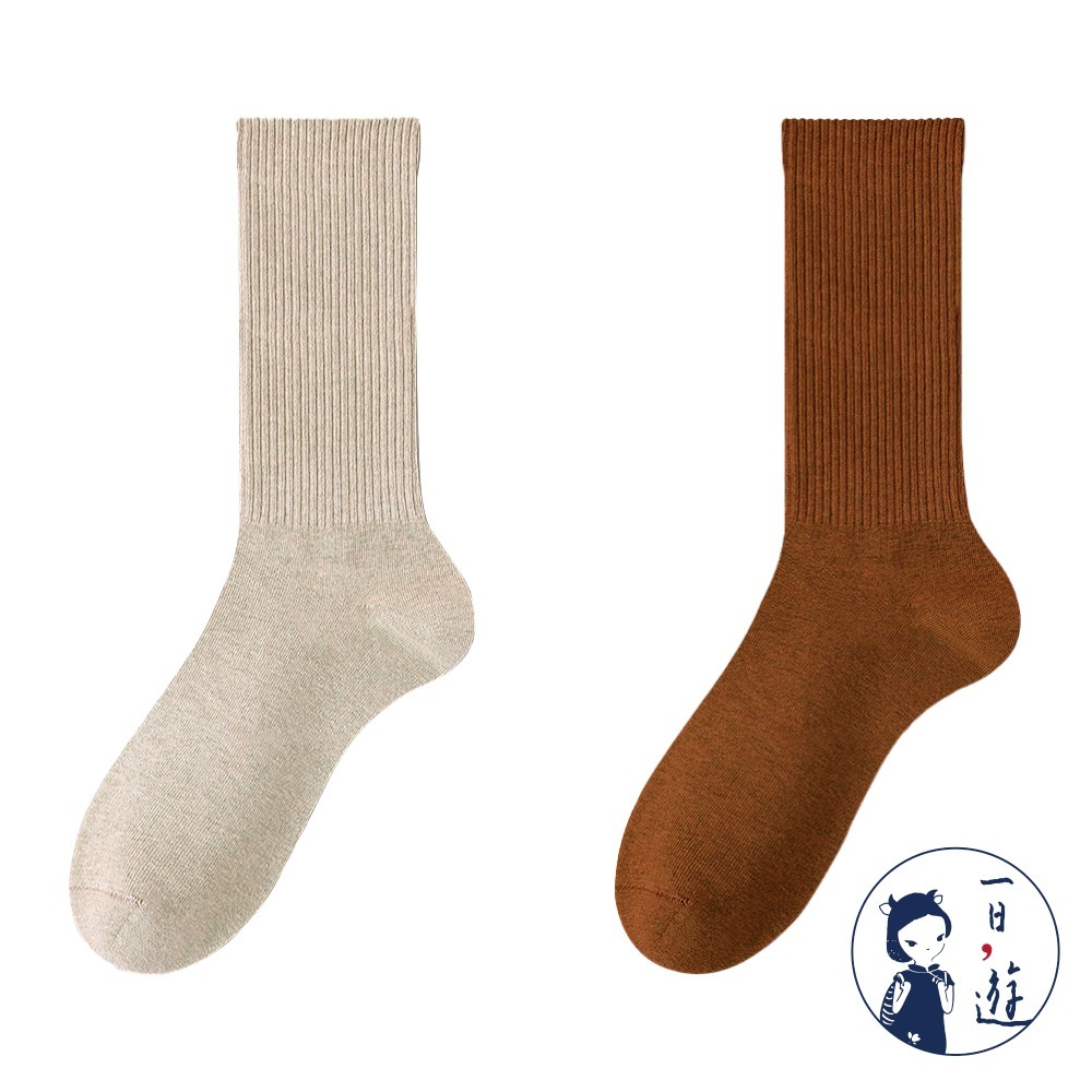 NicoFun 愛定做 6雙 美拉德中筒羅紋襪 秋冬 復古棕色 經典百搭 針織襪 無骨縫頭(女襪22.5-25cm)-規格圖5