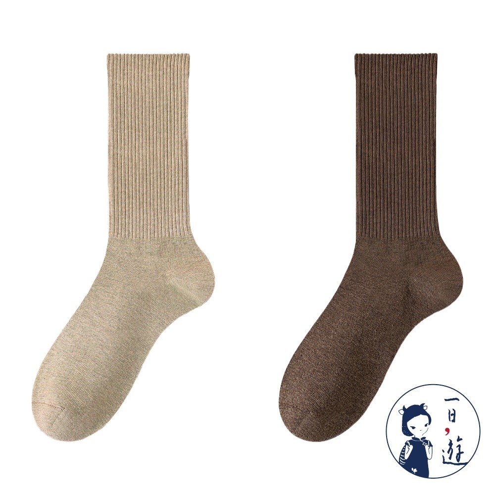 NicoFun 愛定做 6雙 美拉德中筒羅紋襪 秋冬 復古棕色 經典百搭 針織襪 無骨縫頭(女襪22.5-25cm)-規格圖5