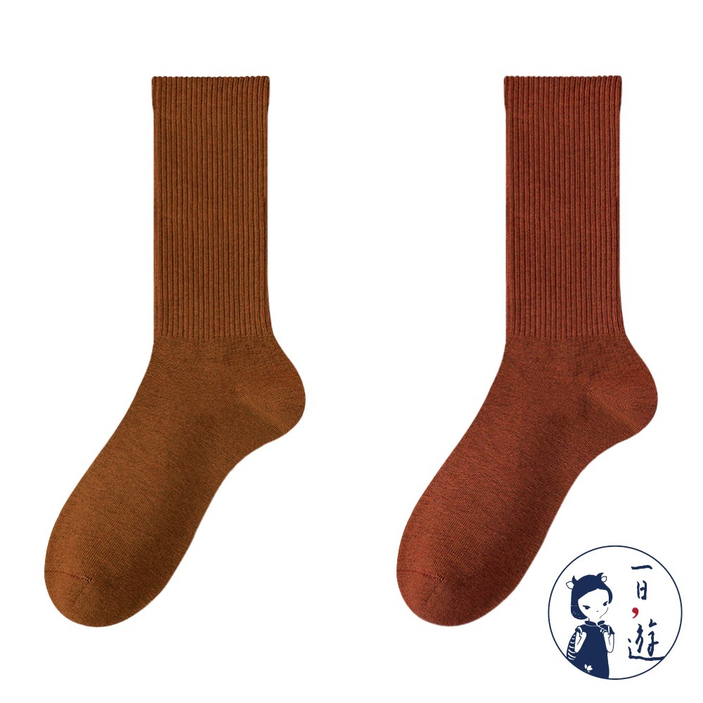NicoFun 愛定做 6雙 美拉德中筒羅紋襪 秋冬 復古棕色 經典百搭 針織襪 無骨縫頭(女襪22.5-25cm)-規格圖5