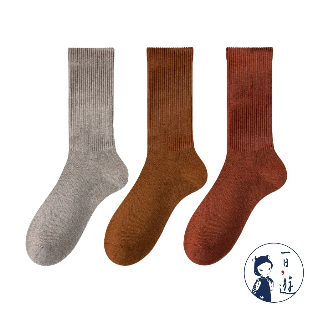 NicoFun 愛定做 6雙 美拉德中筒羅紋襪 秋冬 復古棕色 經典百搭 針織襪 無骨縫頭(女襪22.5-25cm)-規格圖5