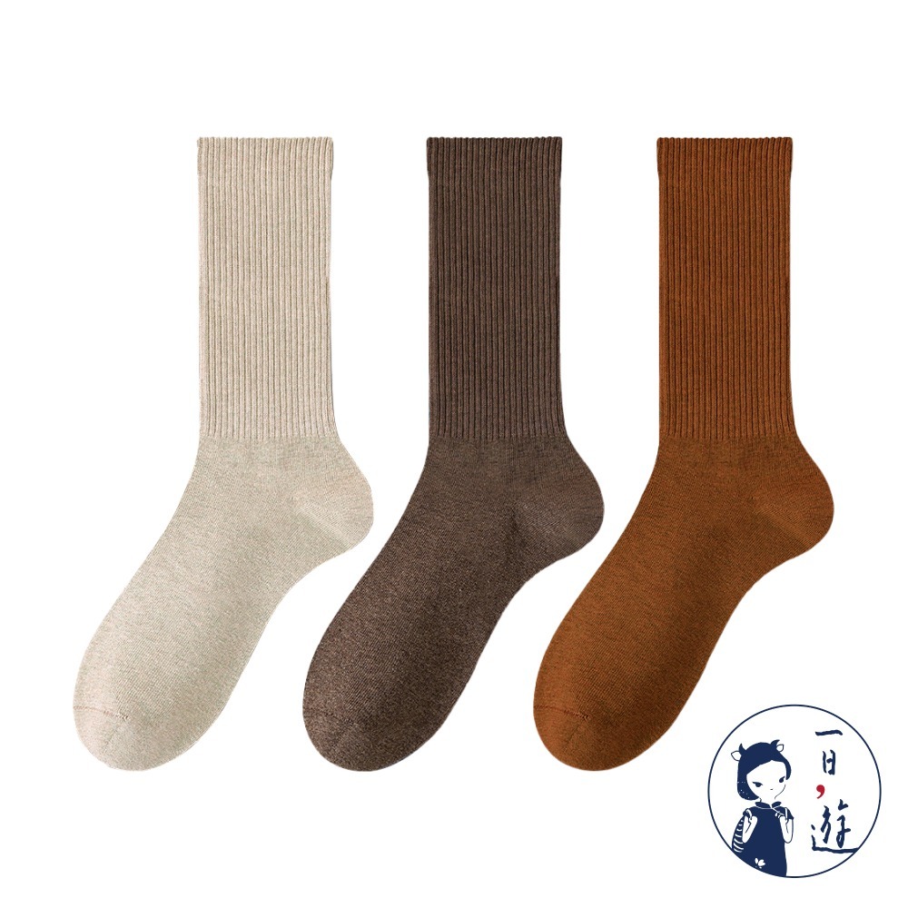 NicoFun 愛定做 6雙 美拉德中筒羅紋襪 秋冬 復古棕色 經典百搭 針織襪 無骨縫頭(女襪22.5-25cm)-規格圖5