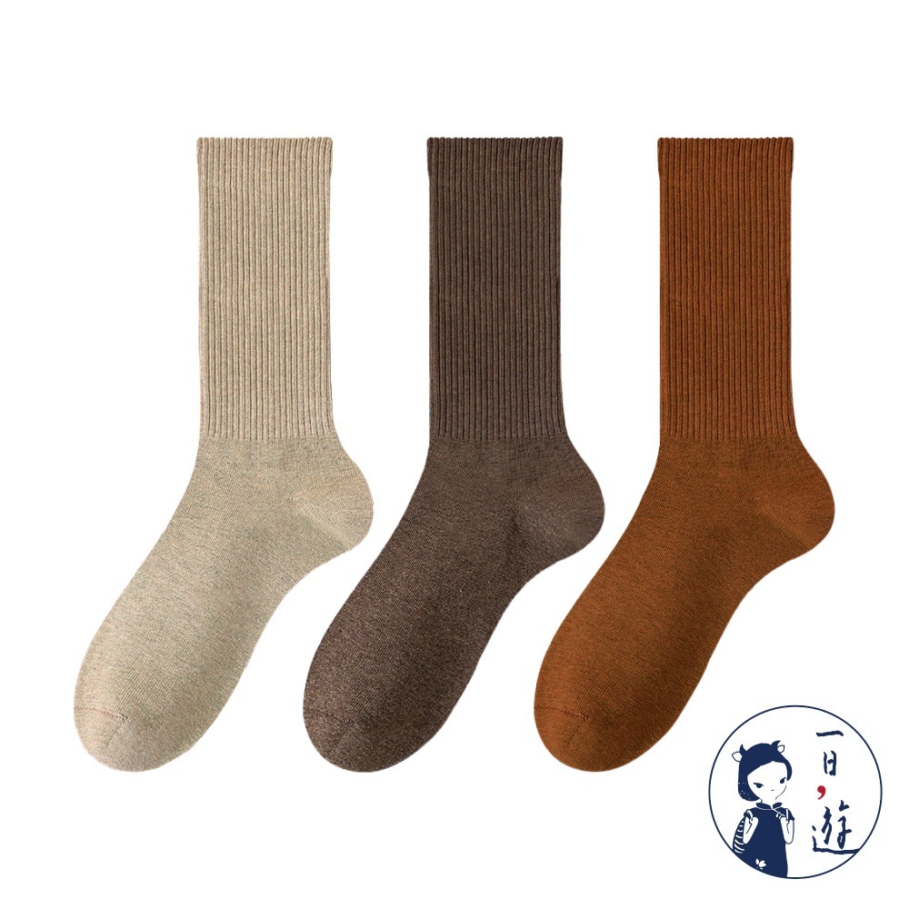 NicoFun 愛定做 6雙 美拉德中筒羅紋襪 秋冬 復古棕色 經典百搭 針織襪 無骨縫頭(女襪22.5-25cm)-規格圖5